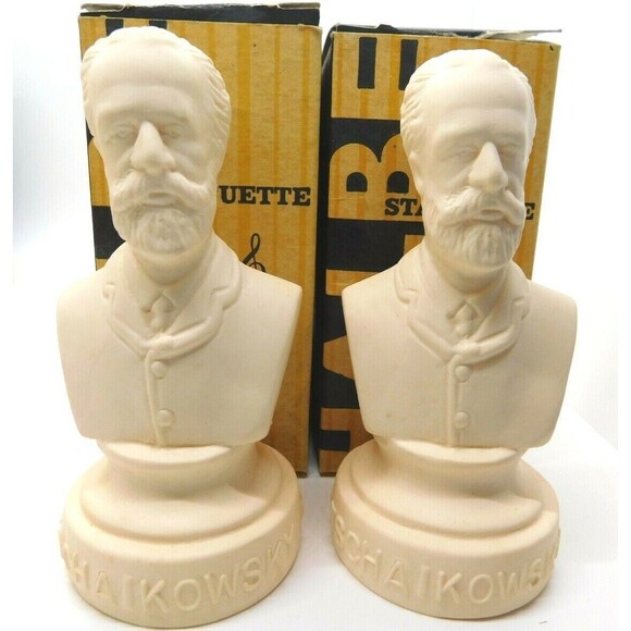 Vintage Halbe Statuette Lot of 7 Figures Busts Famous Music Composers - Picture 5 of 6